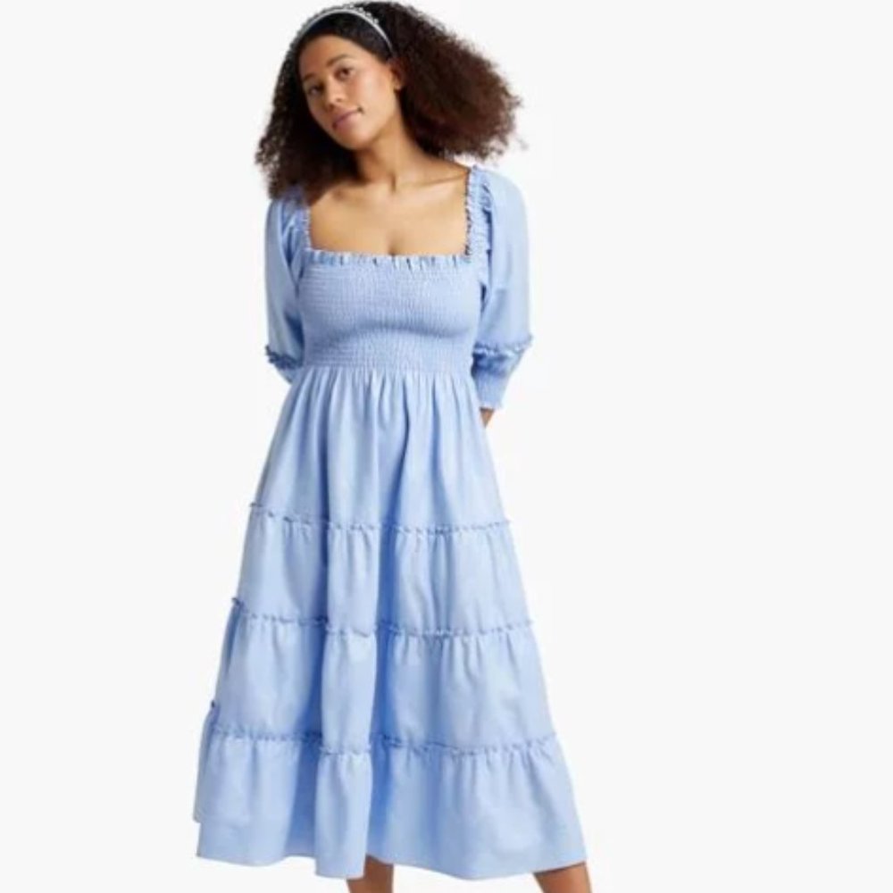 Hill House Home Nesli Nap Dress - Light Blue Glitter Check